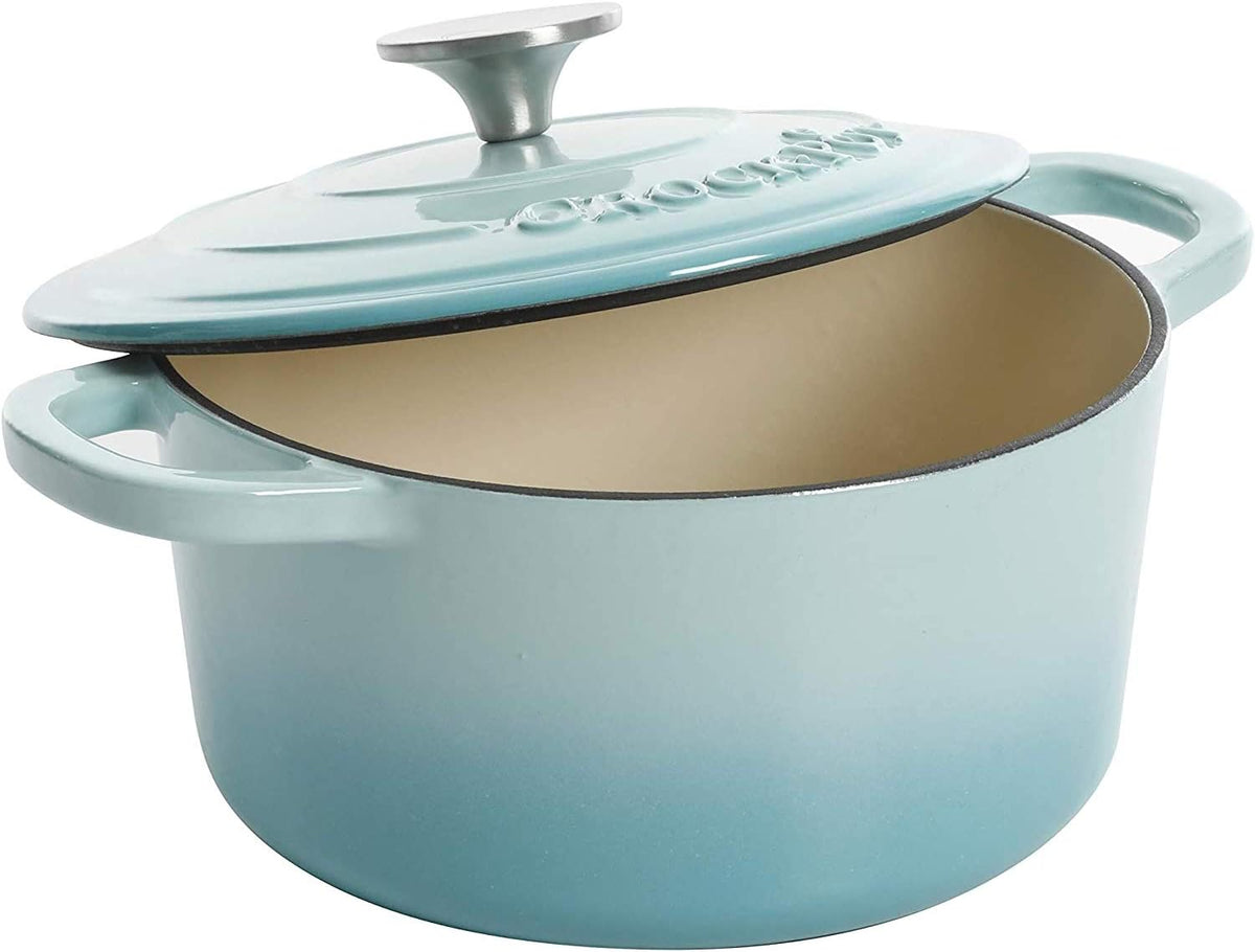3 Quart Enameled Cast Iron Dutch Oven – Aqua - Curated Catalog D4